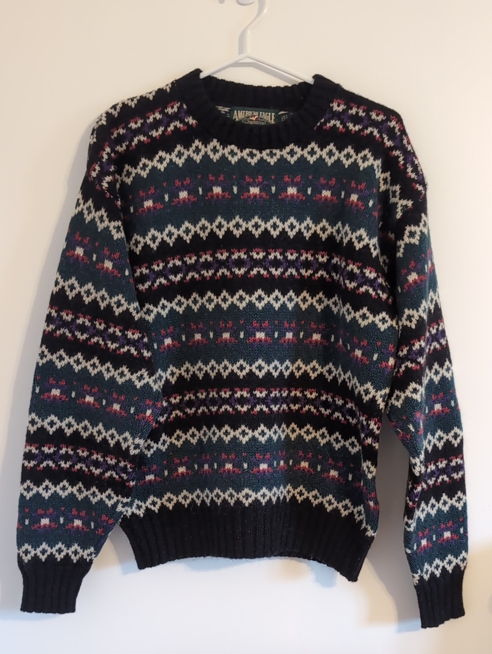 Vintage American Eagle Outfitters Navy Fair Isle Crewneck